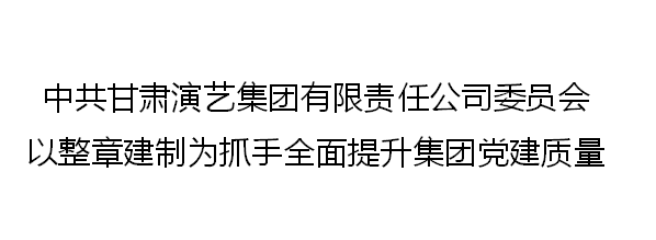 中共甘肅演藝集團(tuán)有限責(zé)任公司委員會以整章建制為抓手全面提升集團(tuán)黨建質(zhì)量
